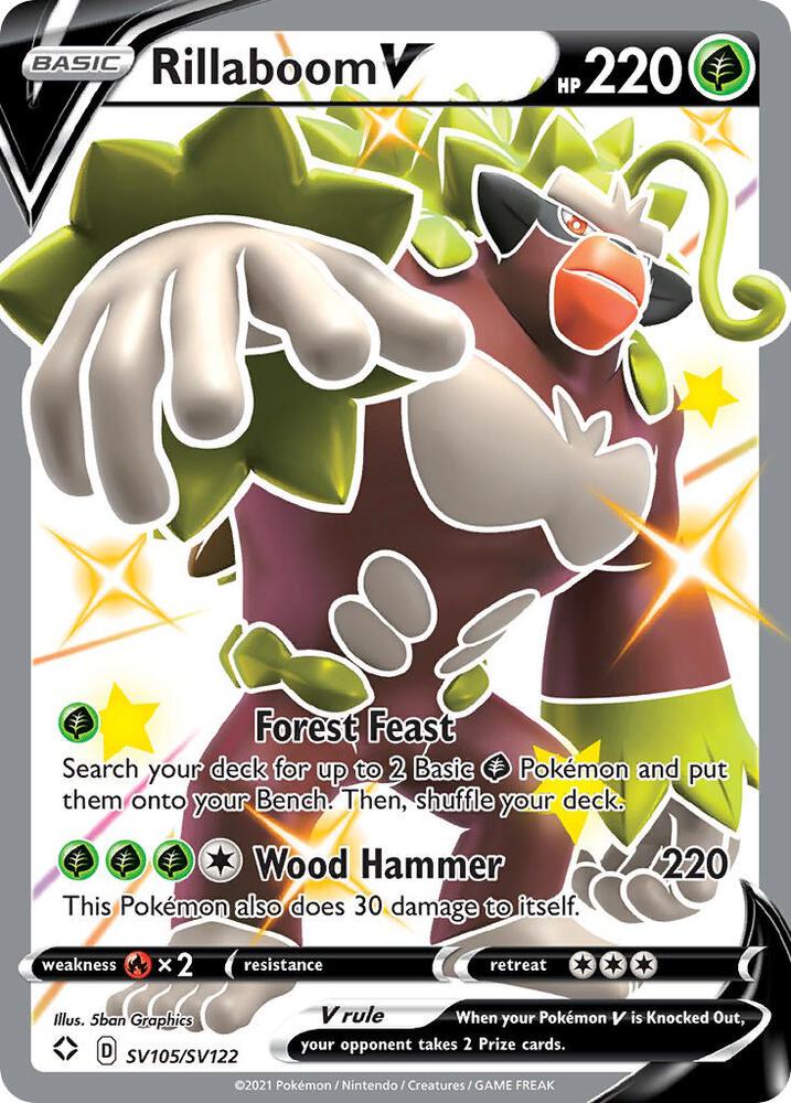 Rillaboom V - Shining Fates: Shiny Vault - Shiny Holo Rare - SV105/SV122