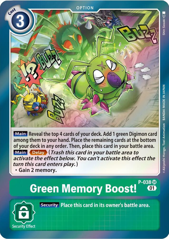 Green Memory Boost! - Digimon Promotion Cards - Super Rare - P-038 SR