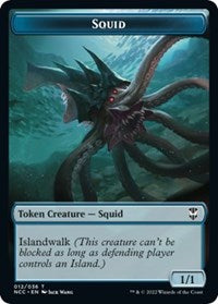 Squid // Treasure (013) Double-Sided Token - Commander: Streets of New Capenna - T - 12 // 13