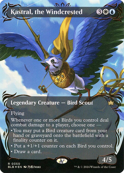 Kastral, the Windcrested (Borderless) (Raised Foil) - Bloomburrow - R - 350