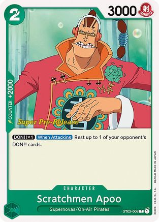 Scratchmen Apoo - Super Pre-Release Starter Deck 2: Worst Generation - C - ST02-008