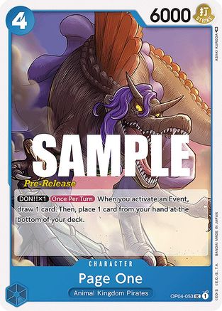 Page One - Kingdoms of Intrigue Pre-Release Cards - UC - OP04-053