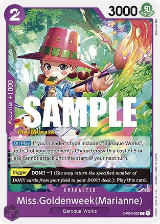 Miss.Goldenweek(Marianne) - Kingdoms of Intrigue Pre-Release Cards - C - OP04-065
