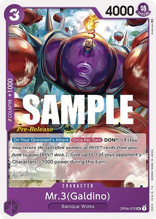 Mr.3 (Galdino) - Kingdoms of Intrigue Pre-Release Cards - UC - OP04-070