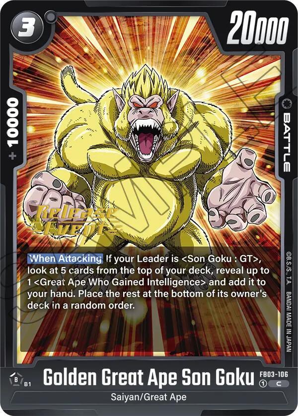 Golden Great Ape Son Goku - Raging Roar Release Event Cards - Common - FB03-106