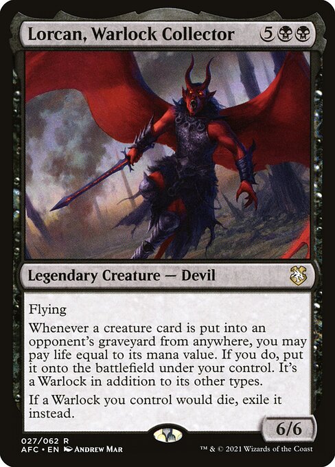 Lorcan, Warlock Collector - Commander: Adventures in the Forgotten Realms - R - 27