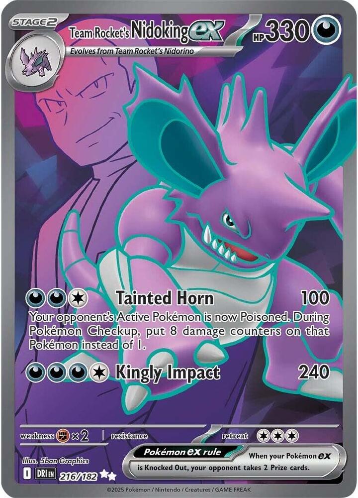 Team Rocket's Nidoking ex - 216/182 - SV10: Destined Rivals - Ultra Rare - 216/182