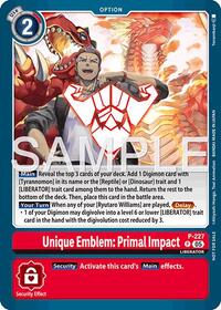 Unique Emblem: Primal Impact (Dawn of Liberator Box Topper) - Digimon Promotion Cards - Promo - P-227 P