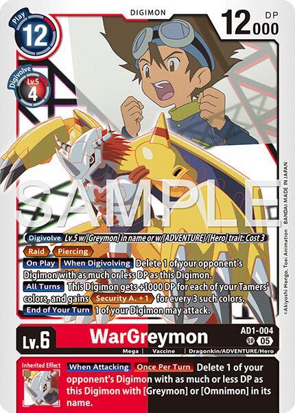 WarGreymon - AD1-004 - Advanced Booster Digimon Generation - Super Rare - AD1-004 SR