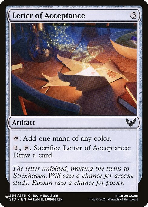Letter of Acceptance - The List Reprints - C - 256/275