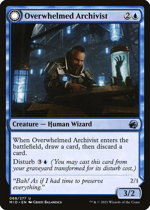 Overwhelmed Archivist - Innistrad: Midnight Hunt - U - 68
