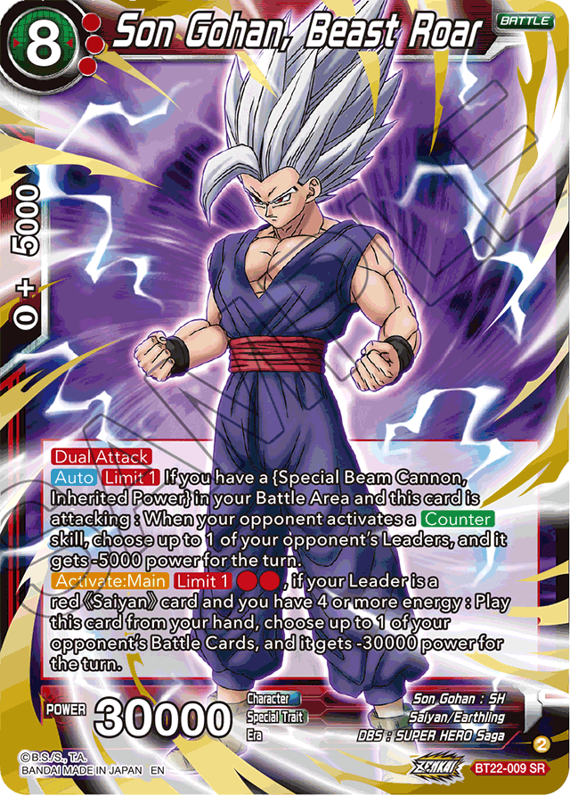 Son Gohan, Beast Roar - Critical Blow - Super Rare - BT22-009