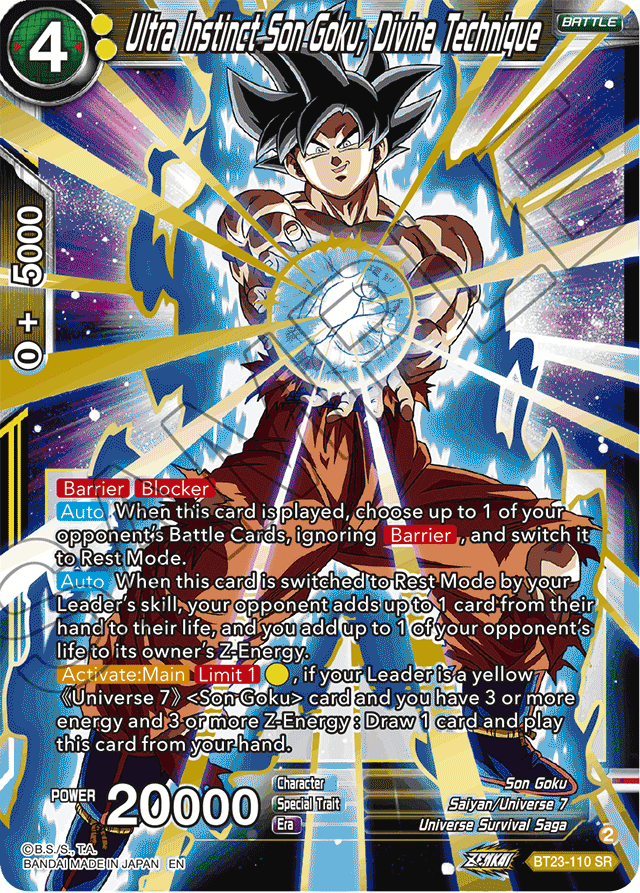 Ultra Instinct Son Goku, Divine Technique - Perfect Combination - Super Rare - BT23-110