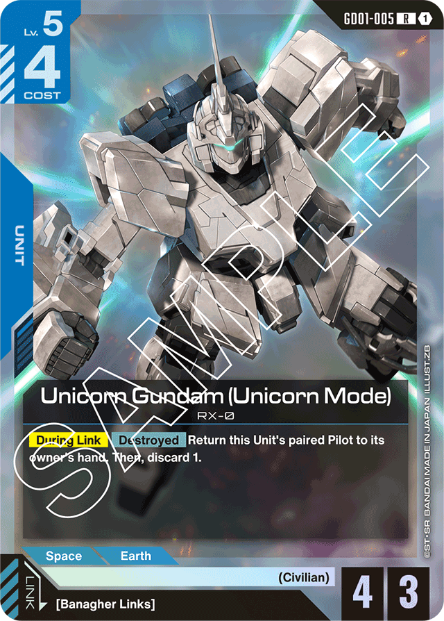 Unicorn Gundam (Unicorn Mode) - Newtype Rising - Rare - GD01-005