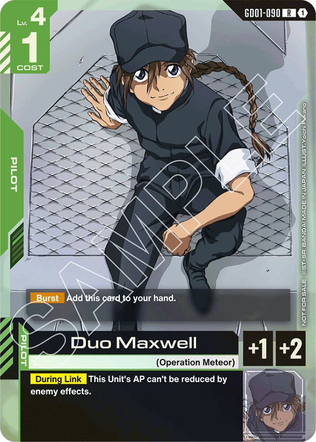 Duo Maxwell (Store Tournament Participant Pack 01) - Gundam Promotional Cards - Rare - GD01-090