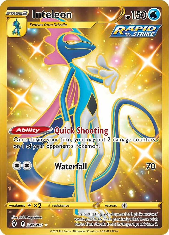 Inteleon (Secret) - SWSH07: Evolving Skies - Secret Rare - 227/203