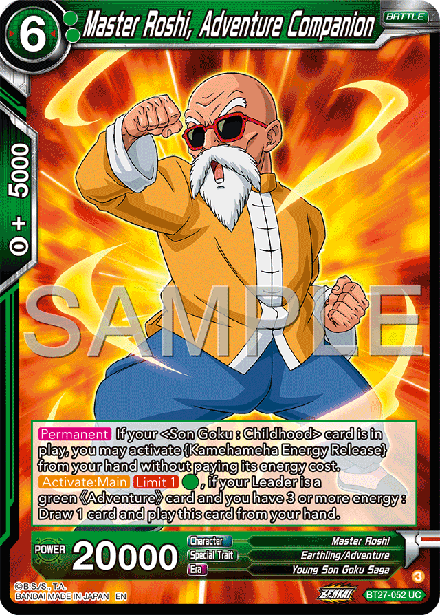 Master Roshi, Adventure Companion - History of Z - Uncommon - BT27-052