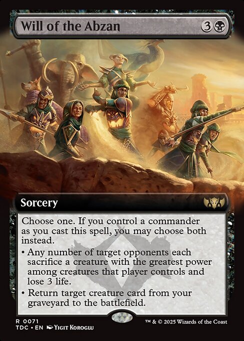 Will of the Abzan (Extended Art) - Commander: Tarkir: Dragonstorm - R - 71