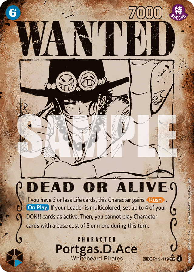 Portgas.D.Ace (119) (Wanted Poster) - Carrying On His Will - SEC - OP13-119