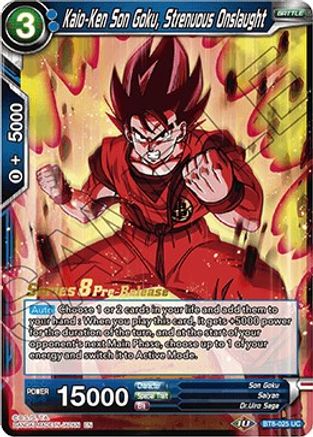 Kaio-Ken Son Goku, Strenuous Onslaught - Malicious Machinations Pre-Release Cards - Uncommon - BT8-025_PR