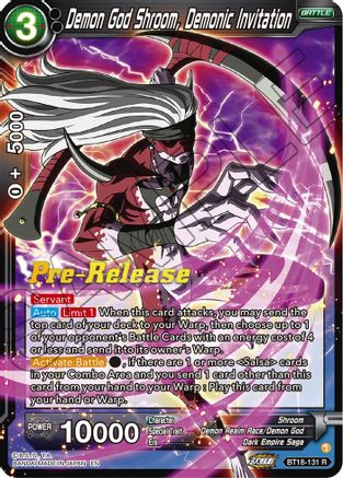Demon God Shroom, Demonic Invitation - Dawn of the Z-Legends Pre-Release Cards - Rare - BT18-131