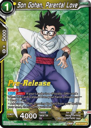 Son Gohan, Parental Love - Dawn of the Z-Legends Pre-Release Cards - Uncommon - BT18-111