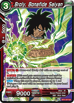 Broly, Bonafide Saiyan - Vermilion Bloodline - Uncommon - BT11-017