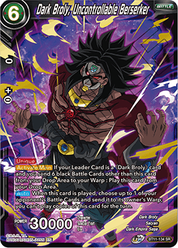 Dark Broly, Uncontrollable Berserker - Vermilion Bloodline - Super Rare - BT11-134