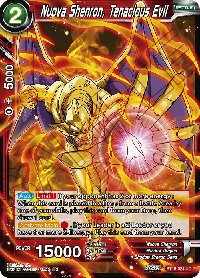 Nuova Shenron, Tenacious Evil - Dawn of the Z-Legends - Uncommon - BT18-024