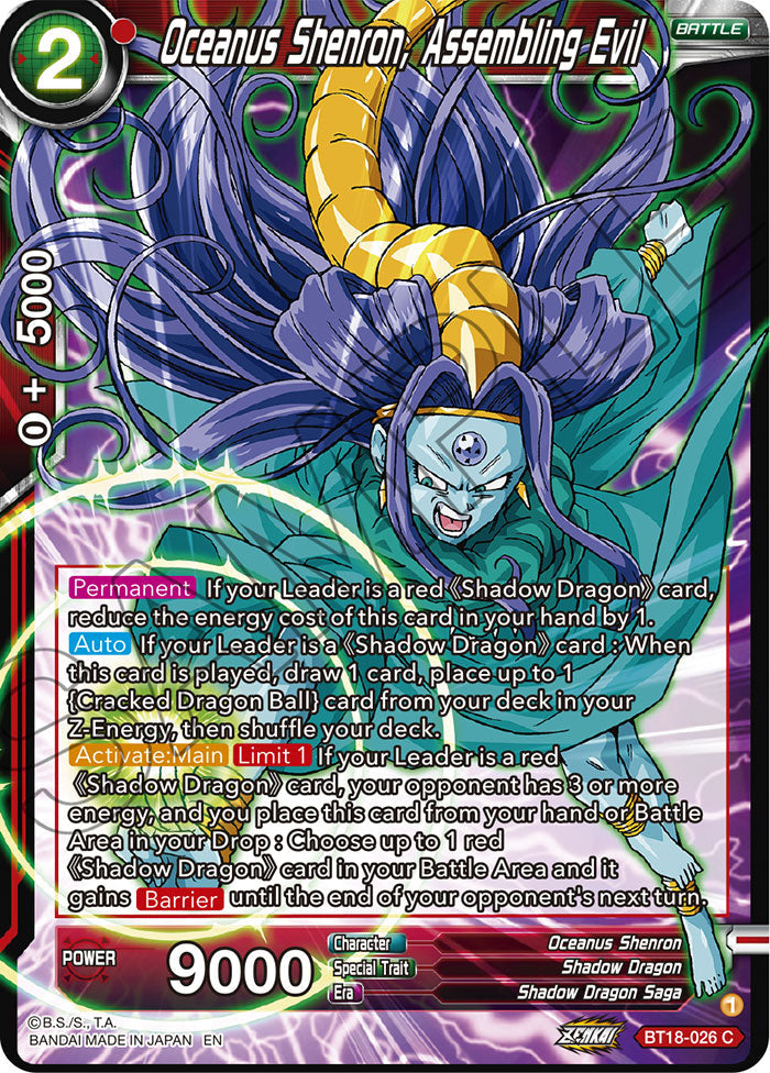 Oceanus Shenron, Assembling Evil - Dawn of the Z-Legends - Common - BT18-026
