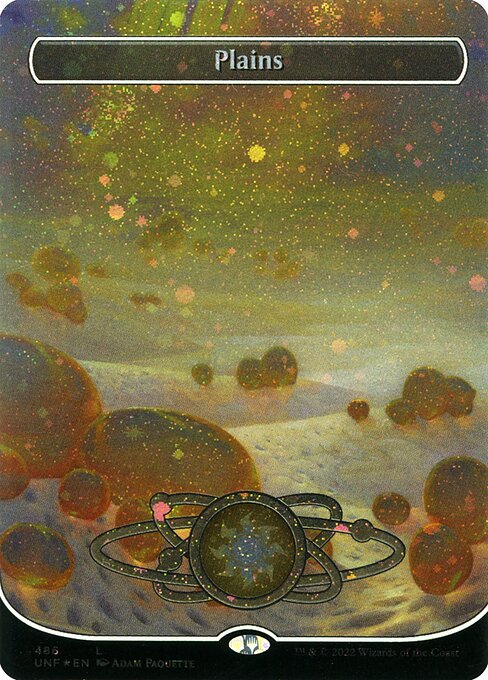Plains (486) (Borderless) (Galaxy Foil) - Unfinity - L - 486