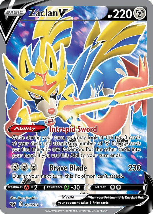 Zacian V (Full Art) - SWSH01: Sword & Shield Base Set - Ultra Rare - 195/202