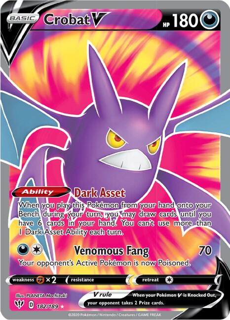 Crobat V (Full Art) - SWSH03: Darkness Ablaze - Ultra Rare - 182/189