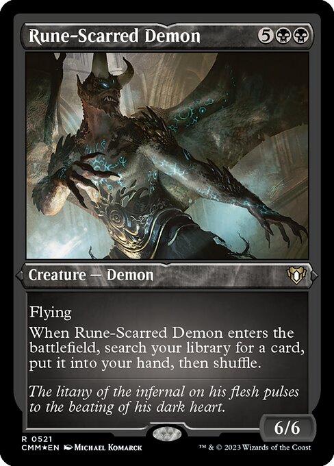 Rune-Scarred Demon (Foil Etched) - Commander Masters - R - 521