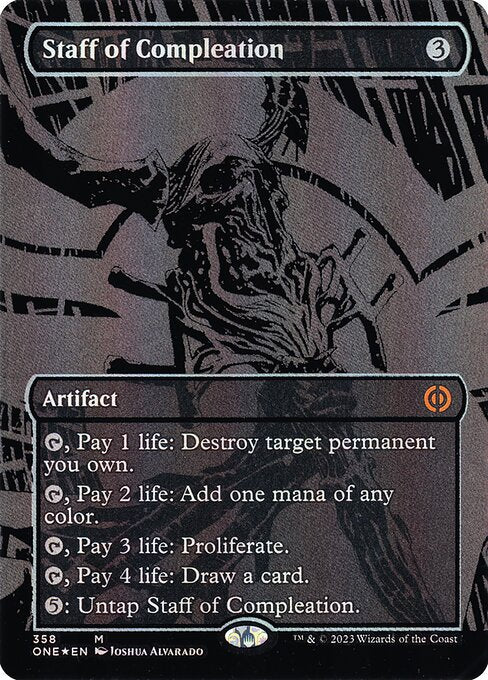 Staff of Compleation (Oil Slick Raised Foil) - Phyrexia: All Will Be One - M - 358