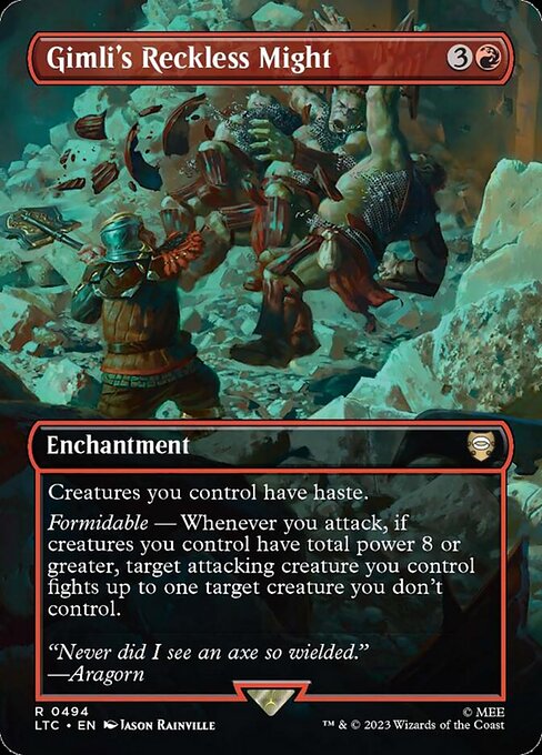 Gimli's Reckless Might (Borderless) - Commander: The Lord of the Rings: Tales of Middle-earth - R - 494