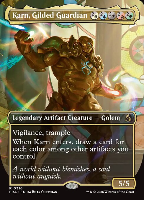 Karn, Gilded Guardian (Borderless) - Reality Fracture - R - 316