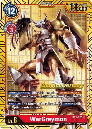 WarGreymon (2nd Anniversary Card Set) - Release Special Booster 1.0 - Super Rare - BT1-025 SR
