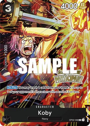 Koby (Offline Regional 2023) [Participant] - One Piece Promotion Cards - PR - OP02-098
