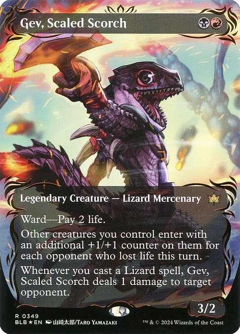 Gev, Scaled Scorch (Borderless) (Raised Foil) - Bloomburrow - R - 349