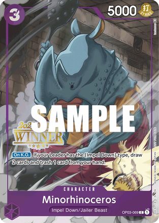 Minorhinoceros (Offline Regional 2023) [Winner] - One Piece Promotion Cards - PR - OP03-069