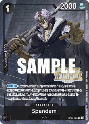Spandam (Offline Regional 2023) [Winner] - One Piece Promotion Cards - PR - OP03-086