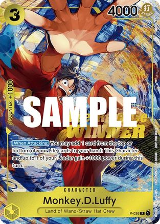 Monkey.D.Luffy (Pre-Release Tournament) (Winner) - One Piece Promotion Cards - PR - P-036