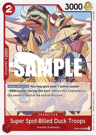 Super Spot-Billed Duck Troops - Kingdoms of Intrigue Pre-Release Cards - UC - OP04-009