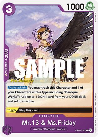 Mr.13 & Ms.Friday - Kingdoms of Intrigue Pre-Release Cards - C - OP04-073