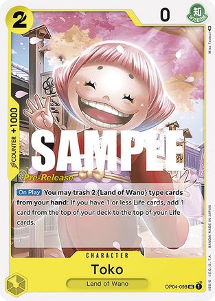 Toko - Kingdoms of Intrigue Pre-Release Cards - UC - OP04-098