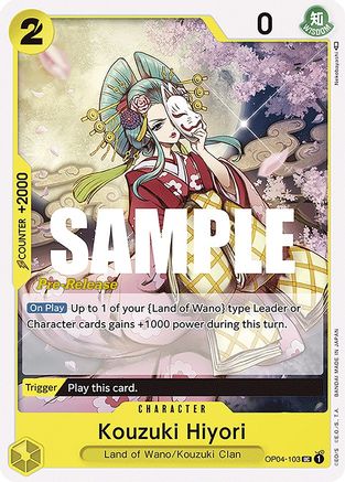 Kouzuki Hiyori - Kingdoms of Intrigue Pre-Release Cards - UC - OP04-103