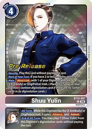 Shuu Yulin - Exceed Apocalypse Pre-Release Cards - Rare - BT15-087 R