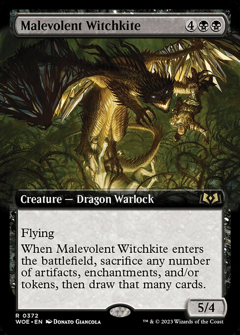 Malevolent Witchkite (Extended Art) - Wilds of Eldraine - R - 372