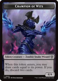 Champion of Wits // Zombie (0003) Double-Sided Token - Commander: Aetherdrift - T - 5 // 3